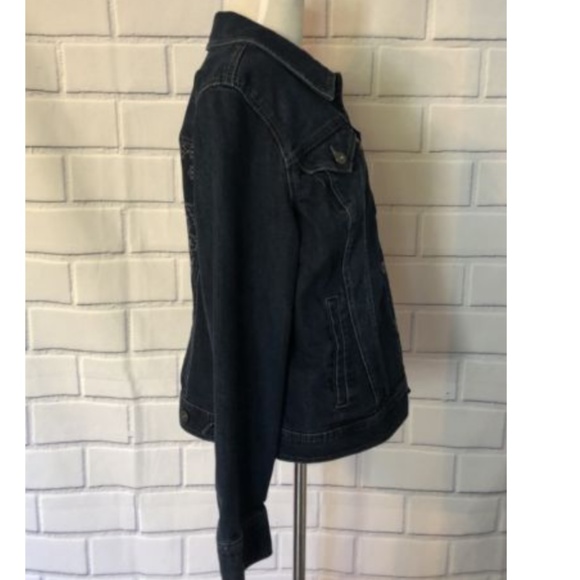 NWT Style & Co Denim Jean Jacket Embroidered Back - Picture 4 of 7